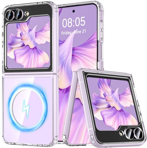 OWKEY für Samsung Galaxy Z Flip 7 FE/Z Flip 6 Hülle, Magnetisch Handyhülle kompatibel mit Magsafe, Kratzfeste Slim Dünne Schutzhülle Case Bumper (Klar)