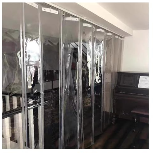 Qulamrdk Tenda Strisce in PVC Trasparente Pieghevole Scorrevole Impermeabile Tende A Strisce in PVC Adatto per Camere Bianche con Terrazza nel Cortile(2.5x2m)