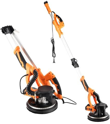 Levigatrice elettrica per cartongesso, 810 W, con raccolta di polveri sottovuoto, luce LED, manico pieghevole, 6 velocità variabili per cartongesso, interni, pareti in gesso, sacchetto per la polvere,