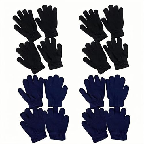 SDXCJY 8 Paare Magic Stretch Handschuhe für Kinder - Winddicht, Rutschfest, Warm aus Baumwolle für Sport, Fahrrad, Reiten, Gehen, Ski Im Freien