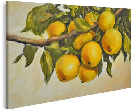 islandburner Cuadro sobre lienzo pintura al óleo de limones en una rama para amantes de la cocina tienda de delicatessen cuadros cuadros murales póster