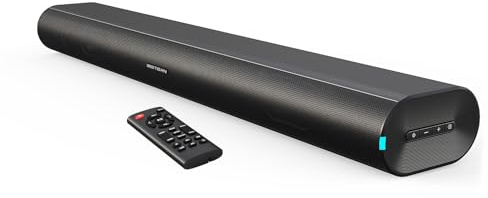 BESTISAN Wave Base Sound Bar, Högtalare med Bluetooth för TV-bordsskiva, Datorhögtalare, Digitalt Ljudhögtalarsystem/Hemmabio, Spel, Projektorer, med Fjärrkontroll, HDMI-ARC, AUX, Optisk, USB