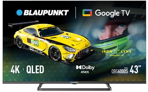 BLAUPUNKT Smart TV 43 QLED 4K Ultra HD, Google TV con Chromecast, Dolby Audio, Wi-Fi Dual Band, Bluetooth 5.0 y Control por Voz, Negro 43QBG6000S