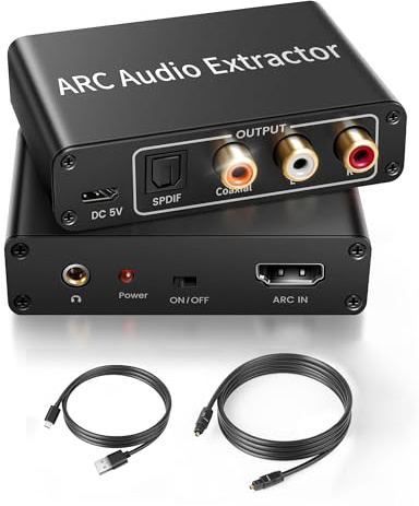 HDMI ARC Audio Extractor mit Optisches Digital Kabel, avedio links Hdmi Audio Converter mit CEC, hdmi zu Optische, Koaxiale und 3,5 mm ARC Adapter, 192 KHz HDMI Audio konverter Adapter Splitter