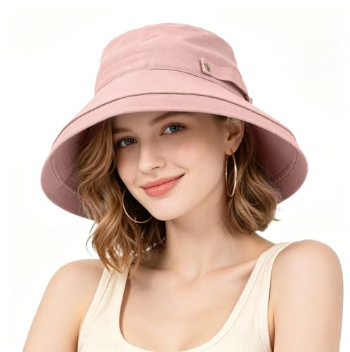 AYPOW Femme Anti UV Chapeau de Soleil avec Large Bord, été Respirante Loisir Chapeau de pêcheur, Pliable Réglable Chapeaux de Seau pour Adolescente Fille Randonnée Voyage Jardin Plage