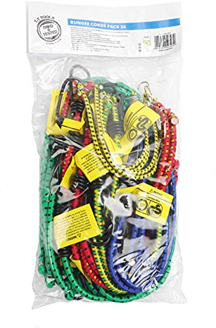 Tried + Tested 24 Piece Set Bungee Cord Assortment, Premium Heavy Duty Industrial Quality, 100% Latex Bungee Core, Dual-Wire Extra Strong Hooks, Includes 10, 13, 16 18, 24, 30