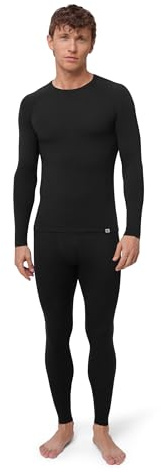 DANISH ENDURANCE Men's Merino Baselayer Set (LS Shirt + Tights) XXL Black 1-Pack