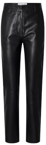 SELECTED FEMME Slfmarie MW Leather W Noos Pantalon en Cuir, Noir, 36
