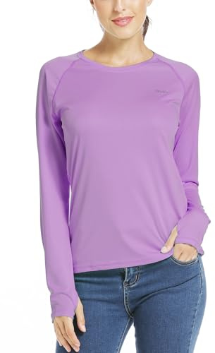 WILLIT Damsportblusar UPF 50+ solskydd skjorta långärmad sportskjorta rashguard badmode löpning simning vandring fiske toppar lättvikt, lila, L