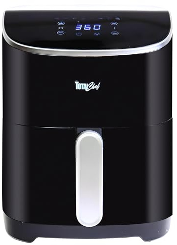 Total Chef 4.8L Air Fryer Compact Digital Touchscreen Display Air Fryers Oven Fries Seafood Reheat Bake Roast Healthy Meal Cook in Less Oil for Family Nonstick Basket Grill Plate Dishwasher Safe Black