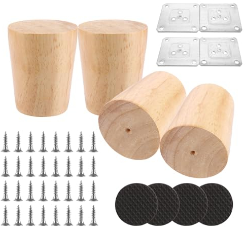 JMIATRY 4 Piezas 6cm Patas para Muebles, Patas Mueble, Patas de Madera para Muebles Patas Kallax para Sofá Cama, Estantería, Armario, Silla, Sillón