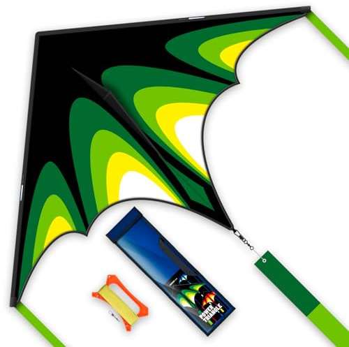 SGftre Delta Kite Easy to Fly,Single Line String with Tail for Beach Flying Kites for Kids and Adults Kites Outdoor Trip Park Family Game (Skyward-Green, 1)