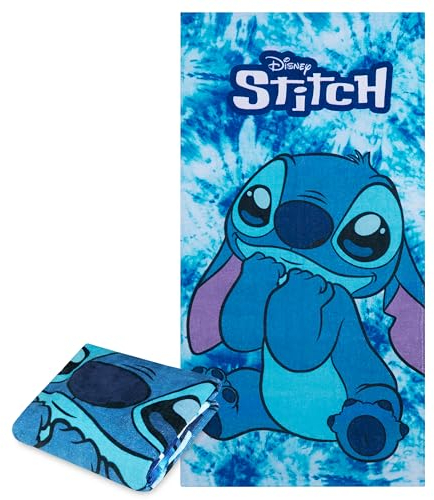 Disney Stitch Handtuch Kinder Badetuch Schnelltrocknend Strandtuch Baumwolle Duschtuch 70x140 cm für Schwimmen und Baden Reise Zubehör (Blau Stitch)