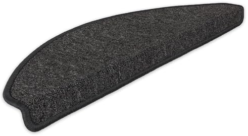 Kettelservice-Metzker Stufenmatten Ariston im Sonderformat 64/20cm Halbrund Anthrazit 15 Stück Treppenschutz Treppenteppich