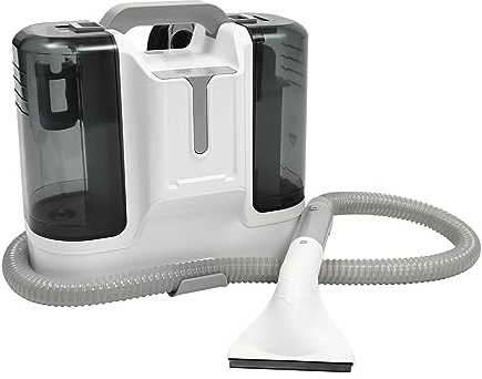 Fliuyr Nettoyeur de tapis portable humide et sec - 380-450 W - Réservoir d'eau autonome pour canapés, tapis et coussins pour animaux de compagnie - Blanc