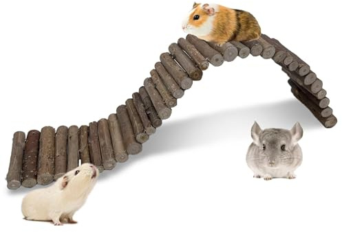 Hamiledyi Hamster Bridge Wood Hamster Climbing Ladder Rat Ladder Bridge Small Animals Cage Accessories for Dwarf Syrian Hamster Mice Gerbils Sugar Glider Rat (21.7×3.5IN)