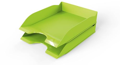 Durable Basic Letter Trays A4 Green - Set of 6 Stackable Storage Trays for Desktop Organisation - Stackable Paper Tray