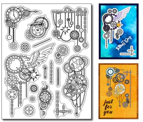 arriettycraft Mekaniska kugghjul genomskinliga stämplar silikonstämplar maskulin utrustning järnkedja genomskinliga gummitätningsstämplar för korttillverkning gör-det-själv scrapbooking hantverk