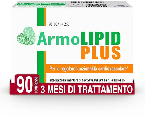 Armolipid Plus - 90 Compresse, Integratore Alimentare con Berberis Aristata, Riso Rosso Fermentato, Acido Folico, Policosanoli, Coenzima Q10 e Astaxantina