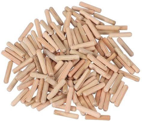 PATIKIL Träpluggar stift 5 mm x 25 mm (3/16 tum x 1 tum) rak plugg stavar trä räfflade pluggstänger för hantverk möbler gör-det-själv träantal 150