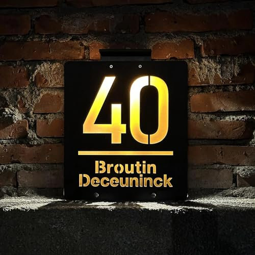 Números de casa personalizados con luz solar, placas de números de casa personalizadas con luz solar, números de casa para exteriores (15 x 18 cm)