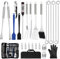 NXPZ 27Pcs Set per Barbecue in Acciaio Inossidabile, Set di Posate da Grill Professionali, Accessori per Barbecue, con Borsa da Trasporto, per Campeggio, Picnic, Giardino, Escursionismo