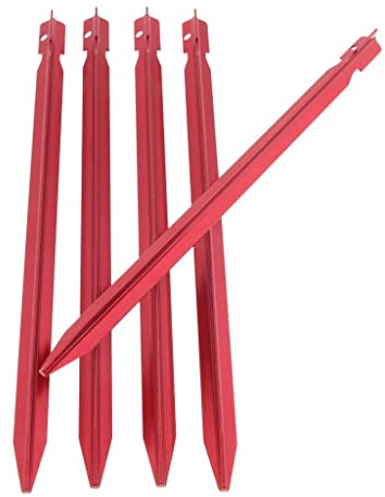 5 estacas triangulares de aluminio para tienda de campaña, 23 cm, color rojo