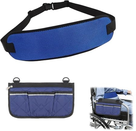 VYNZOR Cintura per Sedia a Rotelle Regolabile e Borsa Portaoggetti, Cintura Pelvica per Carrozzina di Sicurezza Anti-Caduta per Anziani e Disabili, Supporto per Badanti e Assistenza Domiciliare