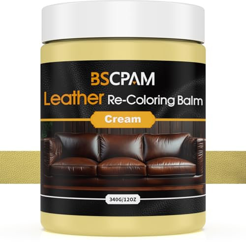 Cream White Leather Recoloring Balm,12oz Leather Sofa Scratch/Stain Remover,Leather Repair kit for Vinyl Furniture and Car Interior,Leather Dye Paint for Scratched and Faded,Leather Color Restorer