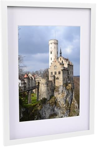 Nicola Spring A3 Picture Frame with A4 Mount - White Photo Frame (29.7 x 42cm) - Landscape Portrait Display with Glass Aperture for Freestanding & Wall Mounting Certificate, Poster