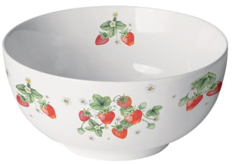 Ambiente Porzellan Schale/Müslischale 0,4 l - 14 cm Schüssel/Salatschüsseln Bündel Erdbeeren Kollektion