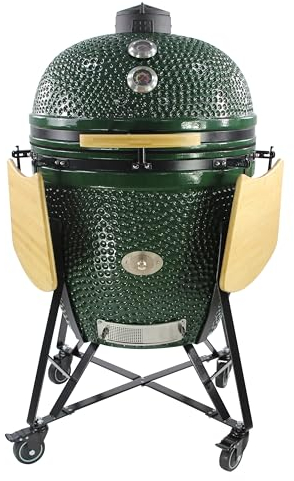 YNNI - Alimentador de chips XXL verde de 27.5 pulgadas para horno Kamado Basic Grill para barbacoa, incluye carrito TQ0C27GR