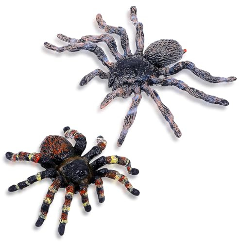 JIEYAO Figure realistiche ragni, 2 pezzi ragni Halloween decorazioni realistiche ragno gigante ragno uccello modello azione scherzo giocattolo insetto per brivido tema casa giardino