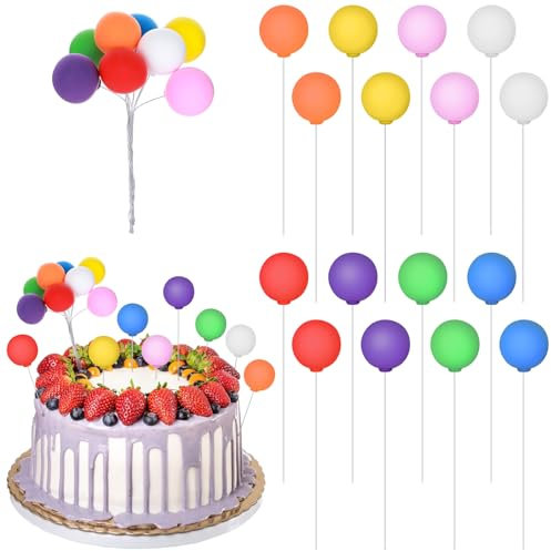 Molain Lot de 16 mini ballons colorés pour décoration de gâteau de fête d'anniversaire, de mariage (couleur 1)