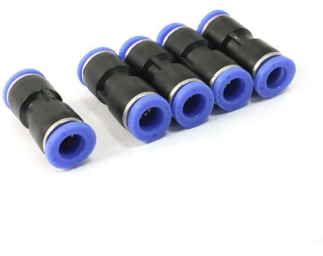 TOP-VIGOR 5Pcs Push to Connect Pneumatic Quick Fittings, 8mm to 8mm Tube OD Plastic Release Connect Air Line Hose Pipe Fitting, 2-Way Straight Pneumatic Connector