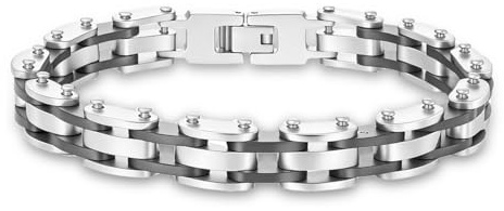 Eigso Punk cykelkedja armband för män rostfritt stål svarta kedjor armring armband för män, Large, Rostfritt stål, Ingen ädelsten
