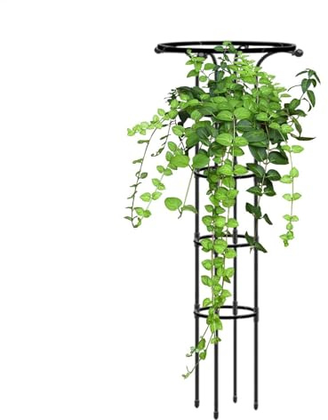 Spaljé, Obelisk av metall, 155 cm, växtpelare med plastbelagd, väderbeständig, fristående, klätterväxter