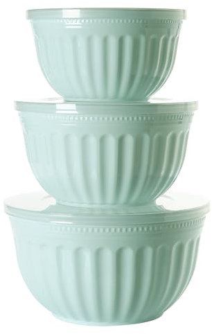 Diaxilu Salatschüssel Set mit Deckel, Große Rührschüssel Set 3 Teilig 2L/3L/4L - Stapelbar Große Schüsseln für Küche aus Premium Kunststoff BPA Frei, Geeignet für Spülmaschine und Mikrowelle (Blau)