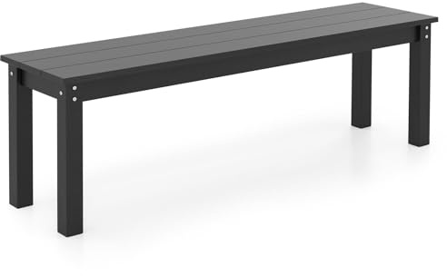 FANTASK Banc de Balcon 3 Places résistant aux intempéries - en Plastique - sans Dossier - Charge maximale : 340 kg - pour Jardin, Balcon et terrasse - Noir