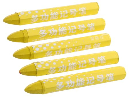 Gogogmee Marcador de Neumáticos de Cera 5 Piezas Amarillo Duradero para Automóviles y Motocicletas Uso Rápido Mantenimiento Reparación