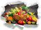 Stil.Zeit Frisches Obst und Gemüse im Korb, Papier 3D-Wandsticker Format: 62x45 cm Wanddekoration 3D-Wandaufkleber Wandtattoo