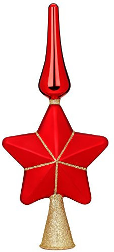 Magic Baumspitze Glas 29cm Stern mit Glitter/Tannenbaumspitze Christbaumspitze Weihnachtsbaumspitze Deko