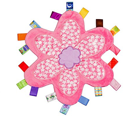 Baby Girls Colorful Taggy Security Blanket Keepsake Newborn Toddlers Flower Shape Soft Blanket Toy - Pink Flower