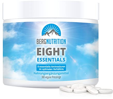 Berg Nutrition Eight Essentials – 300 Presslinge mit 8 essentiellen Aminosäuren nach Prof. Dr. Lucà-Moretti, ausgewogenes Aminosäuren-Profil, EAA Presslinge, vegan