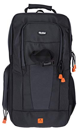 Rollei 20289 Fotoliner Slingbag, Kamararucksack für kleine DSLR und DSLM Kameras,als Handgepäck geeigneter daypack mit Regenschutz und Tablet-Fach in schwarz