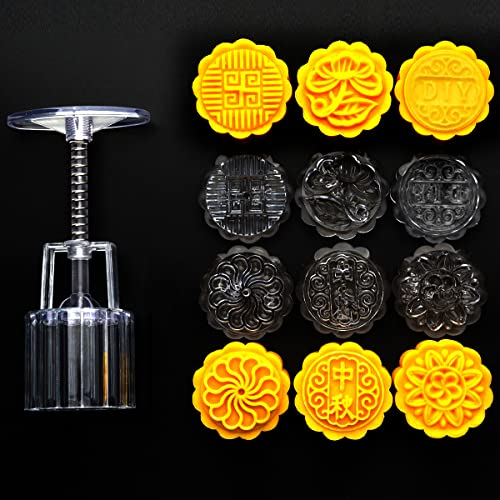 YWQQ Stampo per torta Moon Cake,Presse per biscotti a forma di fiore, set di 1 presse manuali per torta, stampo per torta di luna e moldbiscotto, utensili per decorazione di torte e cotture, 50 g