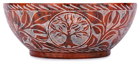 Ajuny Soapstone Scrying And Smudge Bowl Pot Tree Design Handmade Household Kitchen Table Decorative Gift 5 Inch