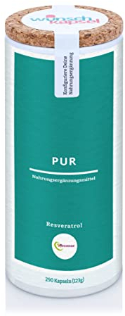 Wunschkapsel PUR Resveratrol 200 mg (exklusives Resvenox, 95% Trans-Resveratrol),100% natürlich, enthält 290 Kapseln, handgefertigt aus unserer deutschen Manufaktur