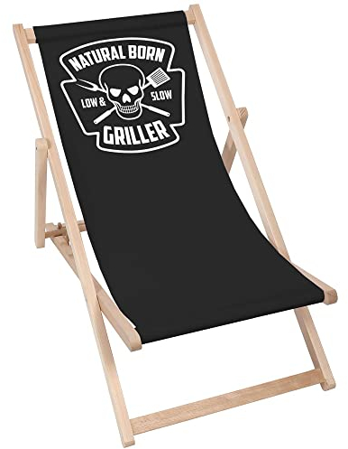DreamRoots Liegestuhl Klappbar Holz aus Buchenholz, bis 130 kg belastbar, 3-Fach verstellbare Rückenlehne, waschbarer Polyesterbezug