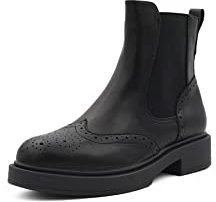 QUEEN HELENA Stivali Chelsea Stivaletti Bassi con Tacco Plateau Casual Donna X27-179 (Nero, Numeric_36)
